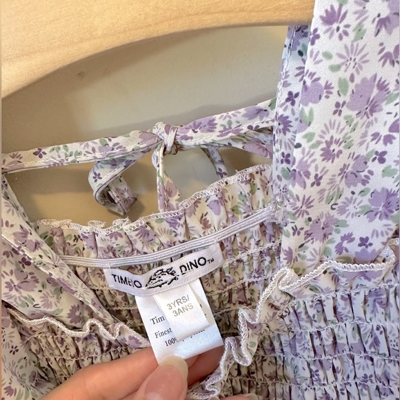 Lavender Floral Smocked Print Dress - Picture 2 of 4